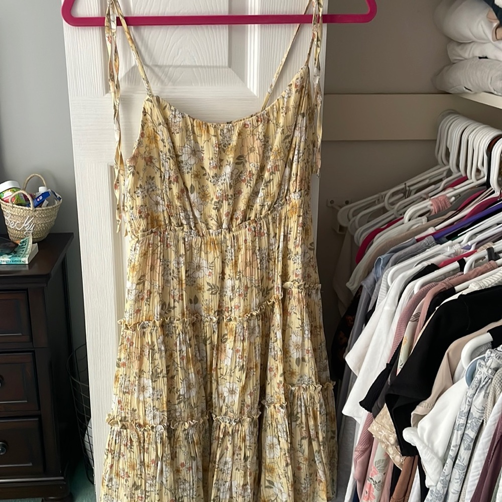 Floral yellow dress worn once